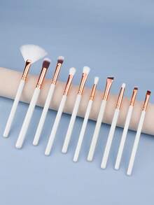 10支装专业眼部化妆刷套装，木柄眼影眉笔眼线刷 - 彩色 - 查看 1