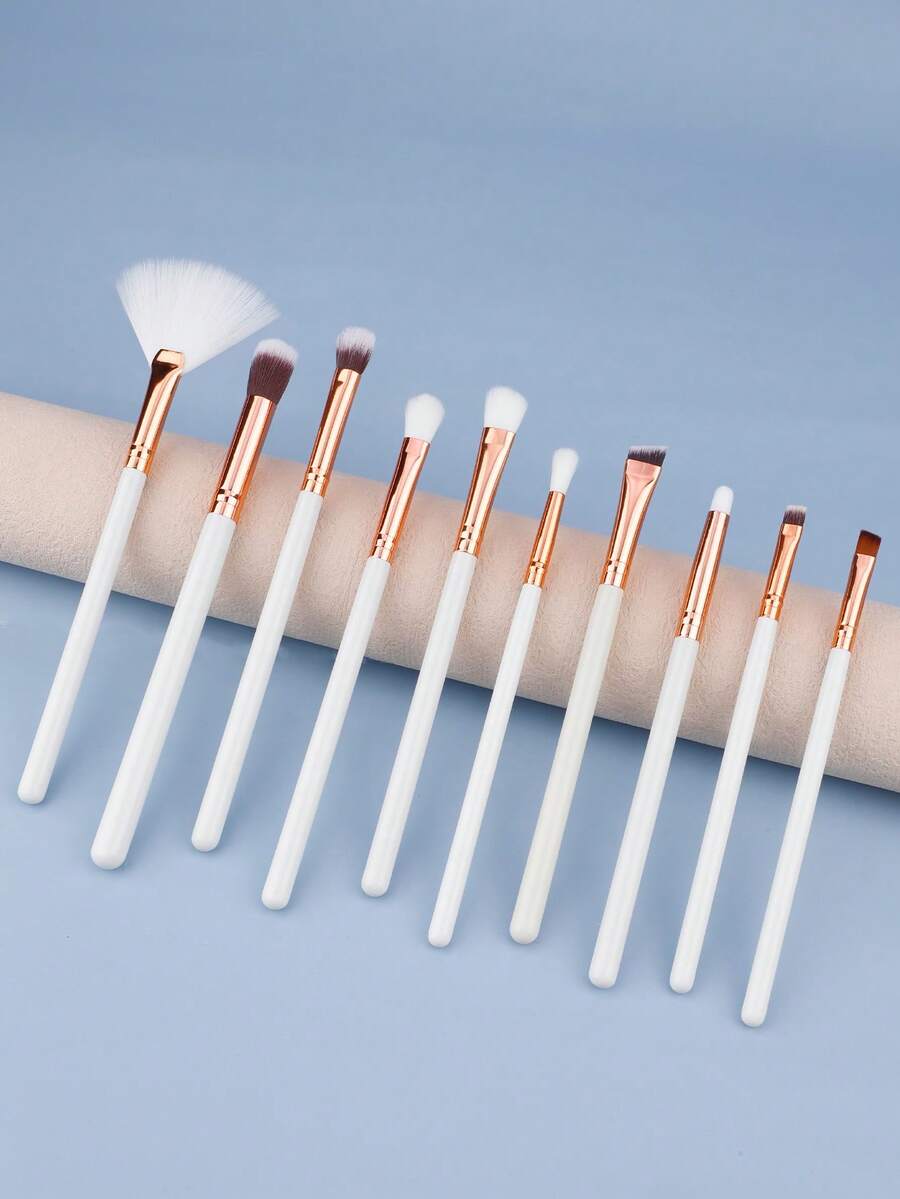 10支装专业眼部化妆刷套装，木柄眼影眉笔眼线刷 - 彩色 - 查看 1