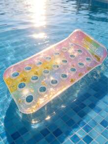 1pc Inflatable Hollow Gradient Sequin Floating Bed, Made Of PVC Material, Summer Beach Inflatable Floating Device, Water Relaxing Lounger, Swimming Pool Float, Beach Essential, Beach Accessory - Water Rest Area - View 12