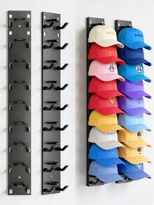Baseball Cap Storage Rack, Wall-Mounted Hat Holder With Strong Adhesive, Plastic Material, Holds 10 Caps, Hat Display Rack For Door And Cabinet, Multi-Layer Double-Layer Installation Options, Back To School Student Supplies - View 2