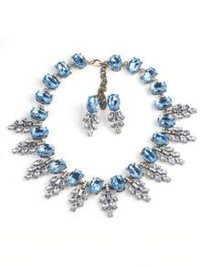 Bộ 3 món dây chuyền và bông tai, bộ trang sức cưới màu hồng thanh lịch, phù hợp với váy dạ hội, dự tiệc, làm quà tặng. - Bộ dây chuyền xinh xắn - Xem 7