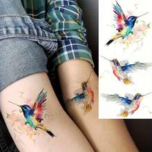 1 buc Tatuaj Temporar Colibri, Rezistent la Apă și de Lungă Durată, Potrivit pentru Bărbați, Femei și Adulți, Braț, Coapsă, Antebraț, Gambă - Negru - Vizualizare 6