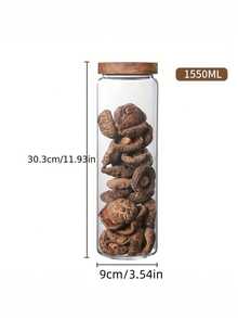 1 hũ thủy tinh kín có nắp gỗ, chai đựng thực phẩm nhà bếp, hộp đựng thực phẩm kín khí dùng cho trà, cà phê hạt, ngũ cốc, kẹo, gia vị. - Trong sáng - Xem 13