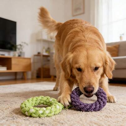 Durable Dog Rope Knot Toy For Puppies & Golden Retrievers – Chew-Resistant, Teeth-Cleaning Training Toy – Fun Interactive Playtime For Smart Dogs
