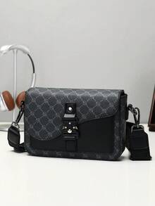 peach tree 男士方形包，斜挎包，单肩包，小方包，复古商务PU防水钱包，商务收纳包，适合商务旅行，可存放洗漱用品、工具，大容量，方便收纳物品，便于携带，黑色手拿包，手机袋 - 彩色 - 查看 1