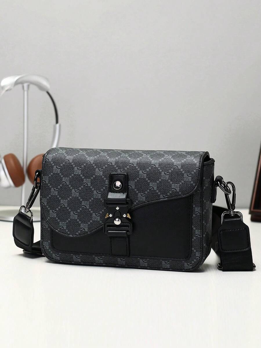 peach tree 男士方形包，斜挎包，单肩包，小方包，复古商务PU防水钱包，商务收纳包，适合商务旅行，可存放洗漱用品、工具，大容量，方便收纳物品，便于携带，黑色手拿包，手机袋 - 彩色 - 查看 1