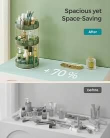 SONGMICS Makeup Organizer, 3-Tier Round Rotating Skincare Organizer Countertop, Customizable, Toiletries Vanity Organizer, Lazy Susan, Gift - 綠色 - 查看 6