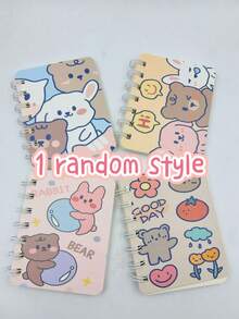 1pc Cute Rabbit Pattern Soft Cover Spiral Notebook, 50 Pages, Suitable For Student, Office, Gift, Diary, Learning Supplies, Stationery (Random Color Assortment) - Multicolor - View 2