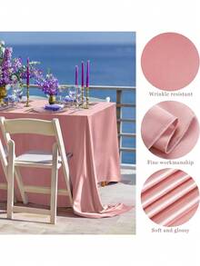 1PC Satin Tablecloth 102 X 58 Inch Overlay Satin Table Cover Rectangle Bright Silk Tablecloth Smooth Fabric Table Decoration For Wedding Banquet Party Events - Satin Tablecloth - View 2