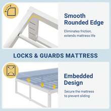 Allewie Twin/Ful/Queen/King Size Bed Frame, 14 Inch Metal Platform Bed Frame With 4000LBS Heavy Duty Steel Slats Support, Noise Free, Easy Assembly, No Box Spring Needed, White - trắng - Xem 6
