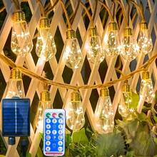 Dây đèn LED năng lượng mặt trời 240/160/80 bóng, đèn dây treo ngoài trời kiểu cổ điển với 8 chế độ nhấp nháy, thích hợp cho tiệc sinh nhật, sân vườn, hàng rào, cửa hàng, đám cưới, cắm trại, cây cối, quà tặng bốn mùa. - Năng lượng mặt trời - Xem 2
