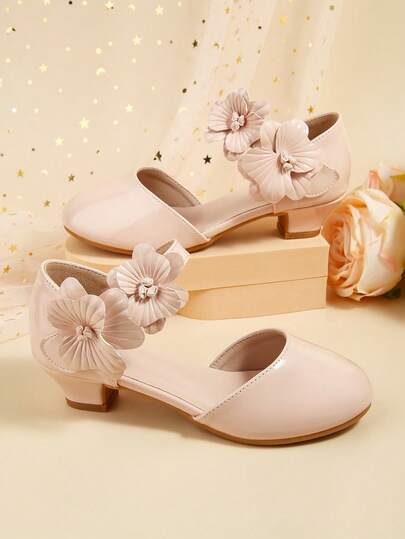 Giày cao gót trang nhã họa tiết hoa cho bé gái, thích hợp cho các đám cưới và tiệc ngoài trời vào mùa xuân và mùa hè, dành cho trẻ lớn hơn.