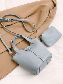 Women's Bucket Handbag, Fashion Versatile Shoulder & Crossbody Bag - Blue - View 3