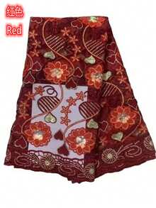 5码/1码优质非洲奢华亮片网纱蕾丝面料,法式蕾丝面料,适用于尼日利亚婚礼派对礼服 - A - 查看 29