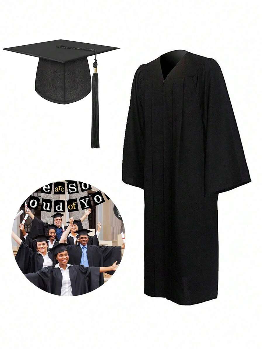 2pcs/1pc Tassel Graduation Cap Gown Set, Suitable For Students Graduation Season, Graduation Party, For Men And Women,Essential For Graduation Party - Multicolor - View 1