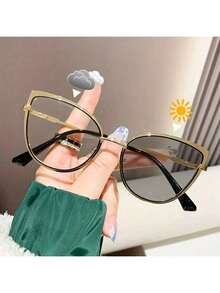 1/2/3副新款欧美猫眼眼镜，女士款，配有变色镜片和平光镜片，搭配时尚金属镜框，充分展现独特个性魅力。 - 彩色 - 查看 19