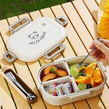 Kotak Makan Siang 3 Kompartemen yang Dapat Dilepas, Kotak Bento Plastik Portabel 800ml dengan Sekat untuk Persiapan Makanan, Microwave, Wadah Makanan Salad Buah Tertutup Tahan Panas, Untuk Dewasa, Pelajar, dan Piknik, Kembali ke Sekolah - MultiWarna - View 5