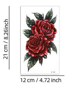 1pc Waterproof Long-Lasting Rose Flower Temporary Tattoo Sleeve, Suitable For Women's Party, Festival, Wedding, Casual Wear, Sweat-Resistant - Multicolor - View 6