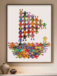 1盒卡通可爱青蛙拼图，早教认知拼图板，儿童拼图，宝宝专注力训练启蒙玩具 - 彩色 - 查看 4