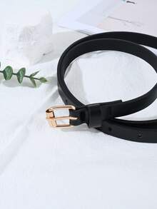 1/3/4pcs Geometric Buckle Skinny Waist Belt, Mixed Color Solid Versatile Waist Strap - Multicolor - View 4
