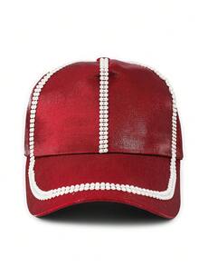 1pc Women's Adjustable Rhinestone Baseball Cap, Fashionable Versatile Peaked Hat For Couple - Baseball Cap - View 4