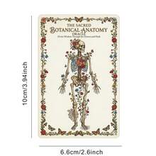 Baraja de Cartas Oráculo Botánico Anatómico Vintage, Cartas de Adivinación del Body Humano Floral para Guía Espiritual, Juego de Fiesta de Adivinación como Regalo - Multicolor - Ver 2