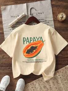 Tween Girls' Casual Graphic Print Crew Neck Short Sleeve T-Shirt, Summer Top - Apricot - View 5