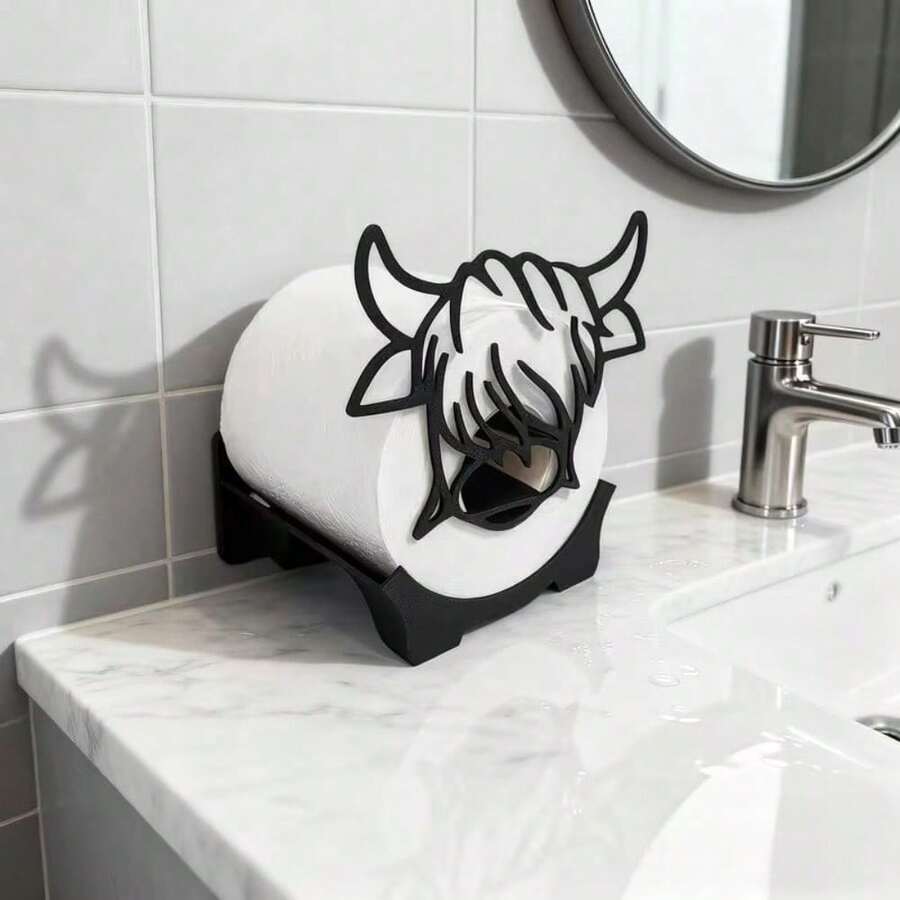 1 set Porte-rouleau de papier toilette autoportant de vache des Highlands, peut ranger les rouleaux de papier toilette, décoratif et pratique, convient pour l'intérieur et l'extérieur, ajoute une atmosphère amusante à la salle de bain, compact et mignon, cadeau idéal pour les fêtes, convient pour les femmes, les mères, les amis, les petites amies et les petits amis. Parfait pour les anniversaires, les mariages, les anniversaires, Pâques, la rentrée, le poisson d'avril et plus encore.