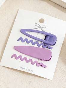 4个女孩甜美发夹，时尚百搭，日常佩戴 - 彩色 - 查看 7