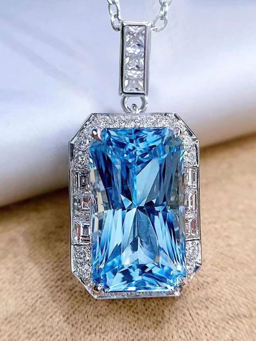 1 pieza Colgante de collar con piedra de circonita cúbica cautivadora, adecuado para mujeres, ideal para bodas, compromisos, fiestas de aniversario, regalos del Día de San Valentín - 2# - Ver 1