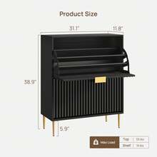 SICOTAS Fluted Shoe Cabinet Storage For Entryway With 2 Flip Drawers-11.8" Deep Freestanding Shoe Organizer Cabinet With 6-Tier Shelves, Large 20 Pairs Shoes Rack Cabinet For Foyer Hallway - 黑色 - 查看 7