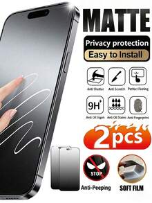 2片装磨砂屏幕隐私膜，防刮擦、防冲击，物理防指纹，保护屏幕隐私，磨砂质感，兼容苹果X/XR/11/12/13/14/15/16/17系列 - 黑色 - 查看 18