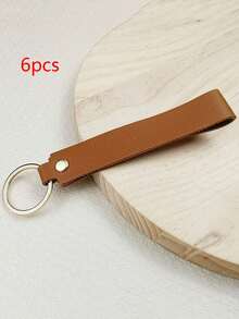 3/6pcs Versatile Solid Color Leather Keychains, Wristlet, Bag Charms, Couple Keyrings, Perfect Gifts School Car Accessories Cute Goth Y2k - Multicolor - View 6