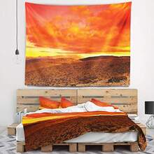 Designart 'Dramatic Red Sunset at Desert' Landscape Tapestry Blanket Décor Wall Art for Home and Office x Large: 92 in. x 78 in - como en la foto - Ver 5