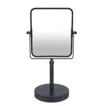 Espejo de cambiador de metal de doble cara para maquillaje de mesa de doble cara 1 x y 3 aumentos cuadrado espejo giratorio para computadora recámara baño con acabado negro mate - Cuadrado negro mate - Ver 1