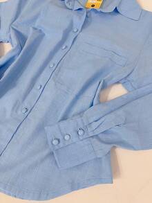 Linen Set With Three-Quarter Sleeves And High-Waisted Pants With Elastic Waistband | Lightweight Fabric - 淺藍色 - 查看 4