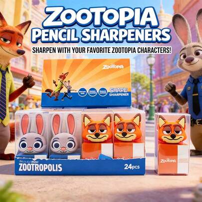  MINISO Zootopia Themed Pencil Sharpener - Cartoon Character Design, PVC Material, Compact & Lively, Suitable For Study And Office Use, Essential Stationery For New Semester, Ideal Gift For Back To School Season And Holidays