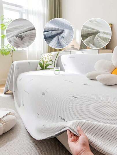 SANMOSPIN 1pc Summer Cooling Silk Sofa Cover, Machine Washable & Durable, Pet-Friendly, Fits 1-4 Seat Sofa, Suitable For Living Room, Bedroom, Home Decor