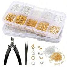 KLONKEE 1160件套珠宝制作工具套装，包含压线钳、压线帽、线材保护套、龙虾扣，可用于DIY手链、耳环、项链，也是珠宝维修工具套装。 - 彩色 - 查看 9