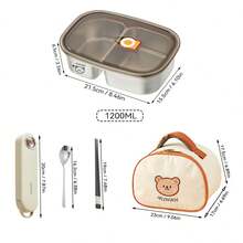 304 Stainless Steel Lunch Box With Cute Cartoon Patterns, Sealed And Leak Proof Bento Box, Camping And Picnicking Portable Food Container , Microwave Heatable, Cold And Heat-Resistant Refrigerator Fresh-Keeping Box, Suitable For Student And Adult Use In Home, School, Office, Outdoor - Multicolor - View 15