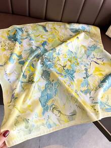 1条女士优雅复古印花轻薄缎面方巾，波西米亚风休闲女士围巾/披肩，轻薄舒适，适合春夏日常佩戴和外出。 - 彩色 - 查看 2