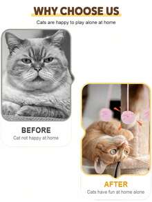 毛绒球弹簧猫玩具，防抓防咬互动逗猫棒，宠物自娱自乐用品 - 彩色 - 查看 4
