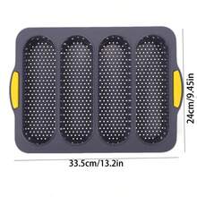 硅胶面包模具，4孔法棍面包模具，易脱模，不粘法式面包烘焙模具，适用于自制面包、法棍面包，浪漫晚餐烘焙工具 - 灰色 - 查看 9