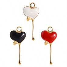 1pc/3pcs Cute Delicate 304 Stainless Steel Electroplated Gold Heart Shaped Fluid Multi-Color Drip Oil Jewelry Pendant Charm Suitable For Handmade DIY Jewelry Making Necklace Bracelet Earrings Accessories - S3265 - View 15