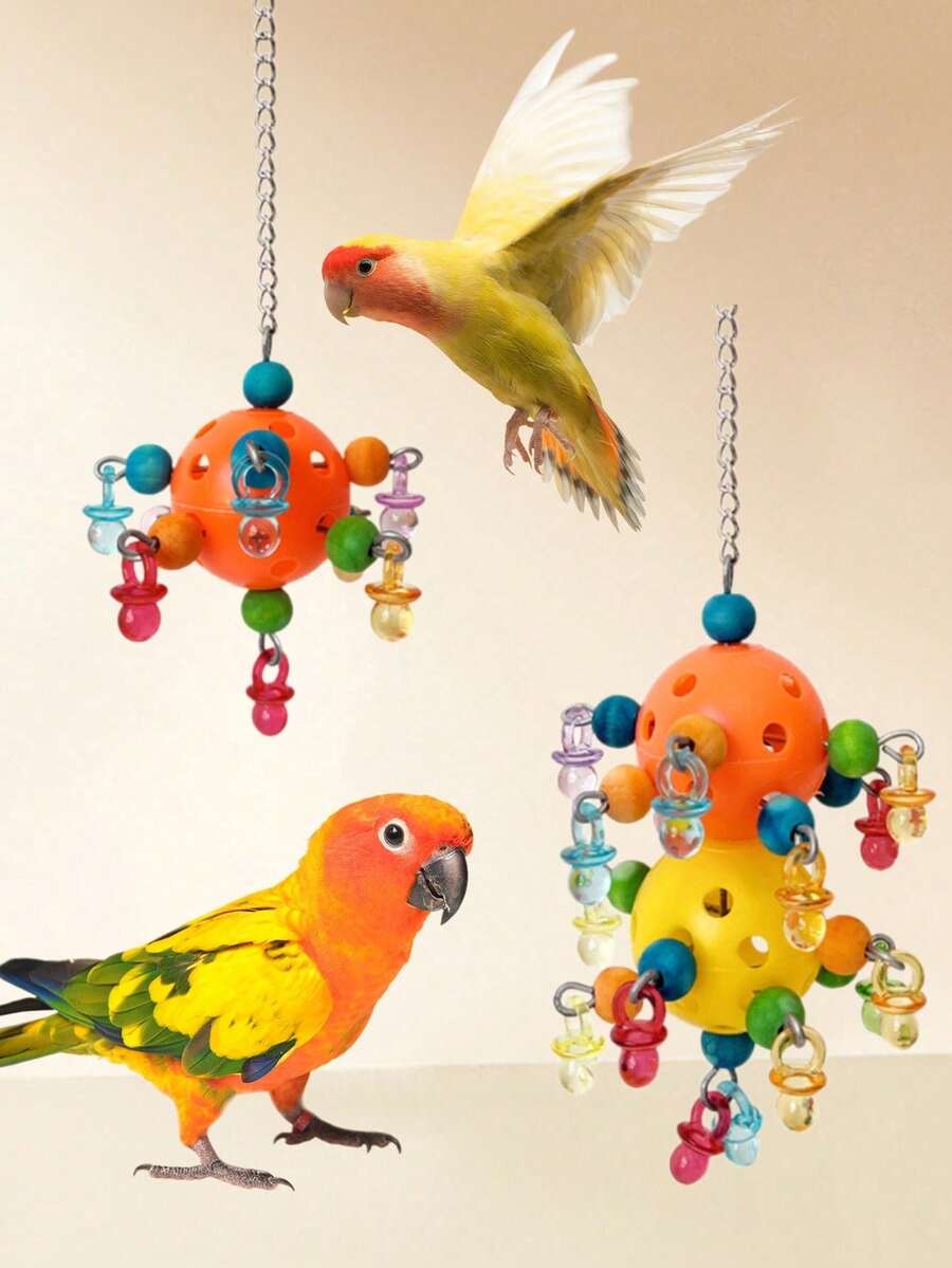 1pc Hollow Plastic Bird Cage Hanging Toy, Suitable For Small To Medium Birds, Helps Relieve Stress, Chewable, Bird Cage Toy
