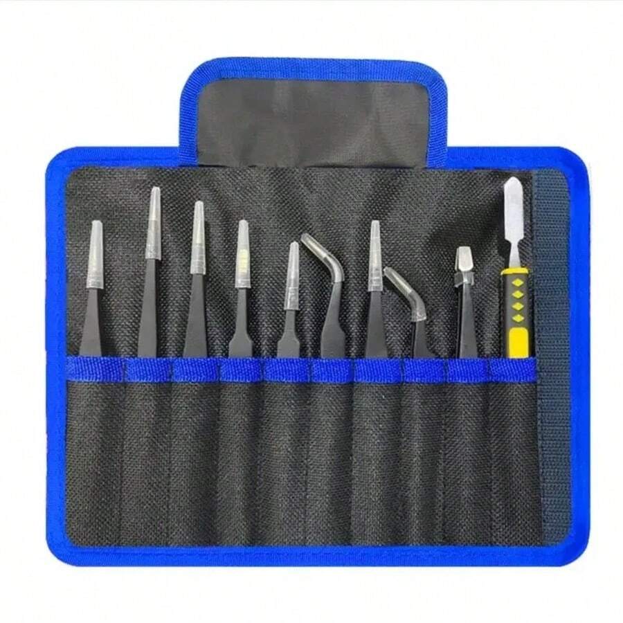 Industrial Precision Stainless Steel Tweezers Set Anti-Static ESD Maintenance Tools Curved Straight Tweezers Repair Tools - Multi-piece Set - View 1