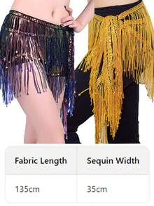 闪亮多层流苏腰带，波西米亚风亮片流苏腰链，适合肚皮舞、爵士舞、街舞 - 彩色 - 查看 4