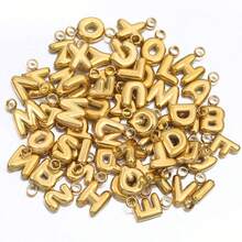 5 mặt dây chuyền chữ cái A-Z bằng thép không gỉ mạ vàng, dùng để tự làm trang sức, nguyên liệu xâu hạt thủ công, làm vòng cổ, bông tai, hạt rời. - tự làm lấy - Xem 2