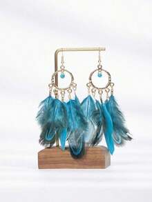 1 Pair Retro Feather Fashion Earrings, Suitable For Daily Outfit - Multicolor - View 9