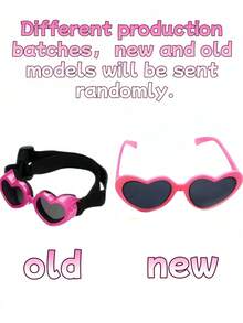 一副小型犬太阳镜，心形设计，防紫外线，可调节镜带，防水防风防雾，保护狗狗眼睛，适合海滩玩耍。猫狗通用，时尚可爱拍照道具，生日礼物，防晒（随机新旧款） - 彩色 - 查看 11